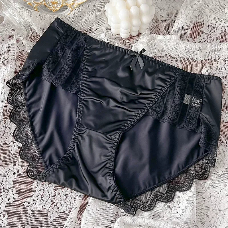 2023 New Underwear for Women Satin Traceless Ice Silk Panties for Lady Breathable Sexy Pure Desire Panties Large Mid Waist M-XXL