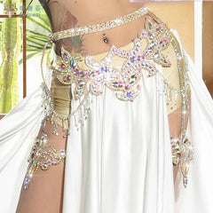 Belly Dance Performance Accessories for Women Senior AB Stones Chain Belt Girl's Luxury Competiton Leg LoopsSuper Sparkling