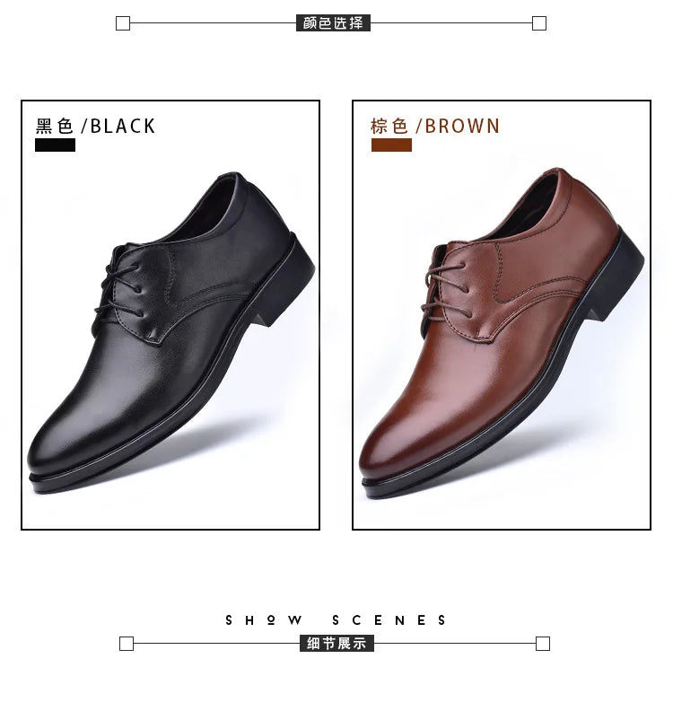 Men Dressing Shoes Formal for Men's Casual Shoe Leather Social Wedding Designer Pointed Toe Black Office Winter Shoes Brand 2024