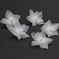 Weiße Haarspange mit Blumenmuster, Haarschmuck für Hochzeiten und Abschlussbälle, Haarnadeln aus Perlenstoff, Brautschmuck, Diademe, Haarschmuck für Damen, Geschenkideen