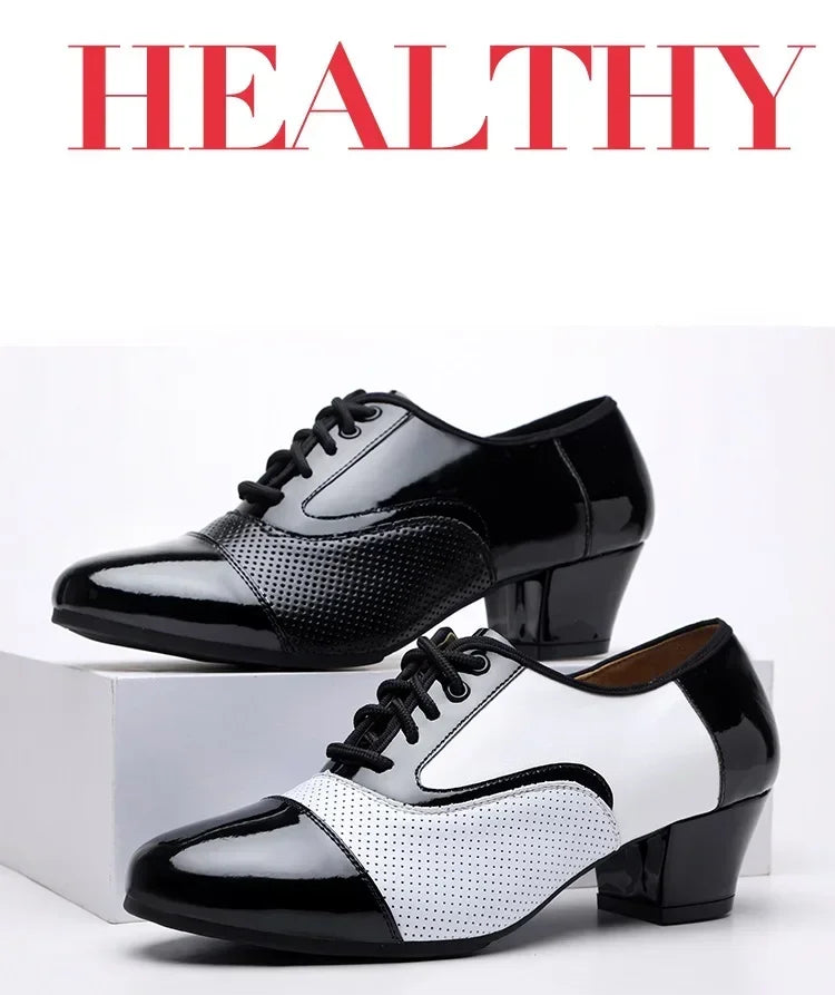 Modern Dance Shoes For Men Soft Performance Leather Breathable Social Latin Dance Square Formal Dress Jazz Dance Shoes Sneakers