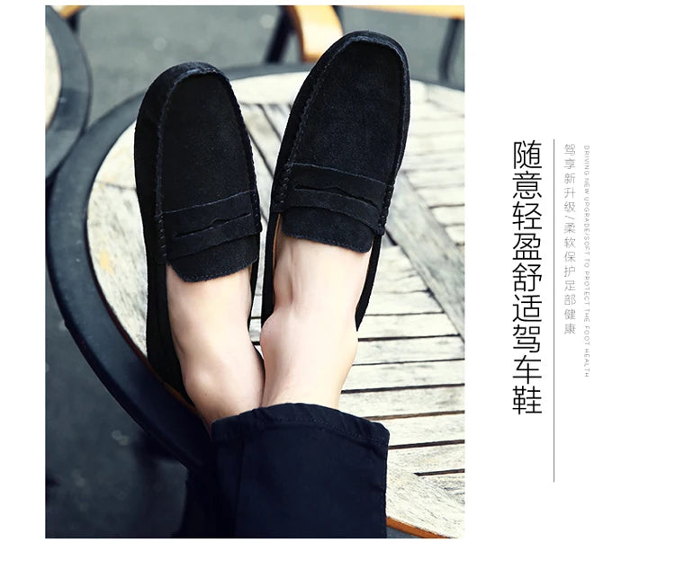 38-50 Shoes Men Casual Shoes Fashion Men Shoes Genuine Leather Men Loafers Moccasins Slip on Men Flats Male Driving Shoes