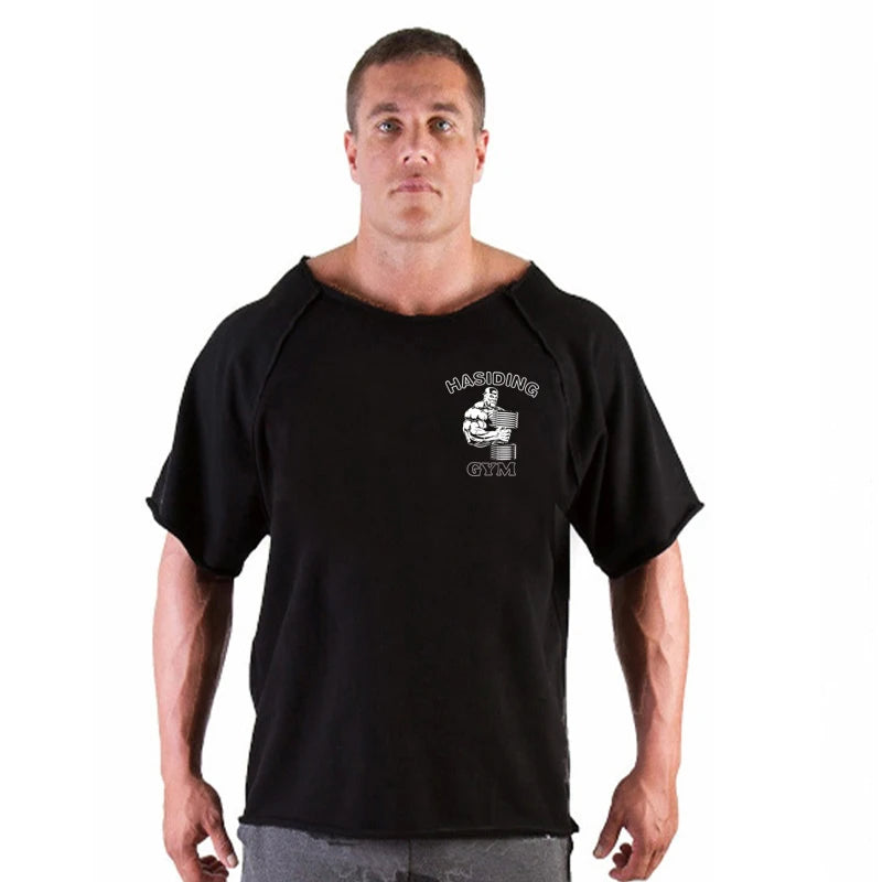New Hot Sale Men Printed T Shirts Breathable Loose Running Shirt Cotton Tees Bodybuilding Singlet Fitness GYM POWERHOUSE T Shirt