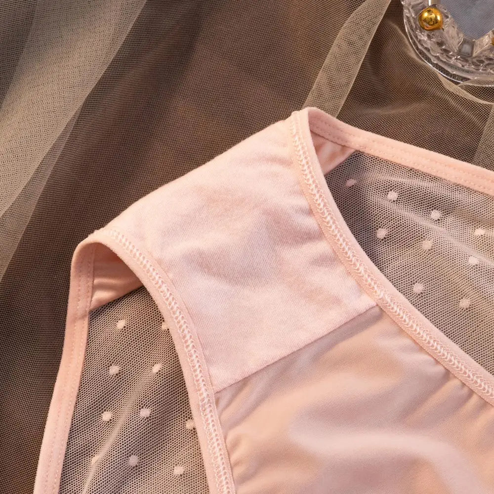 Comfortable Mid waist Girls Soild Color Intimates Dot Print Underwear Women Briefs Ladies Lace Panties Seamless Underwear