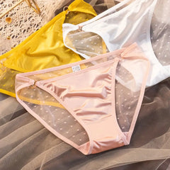 Comfortable Mid waist Girls Soild Color Intimates Dot Print Underwear Women Briefs Ladies Lace Panties Seamless Underwear