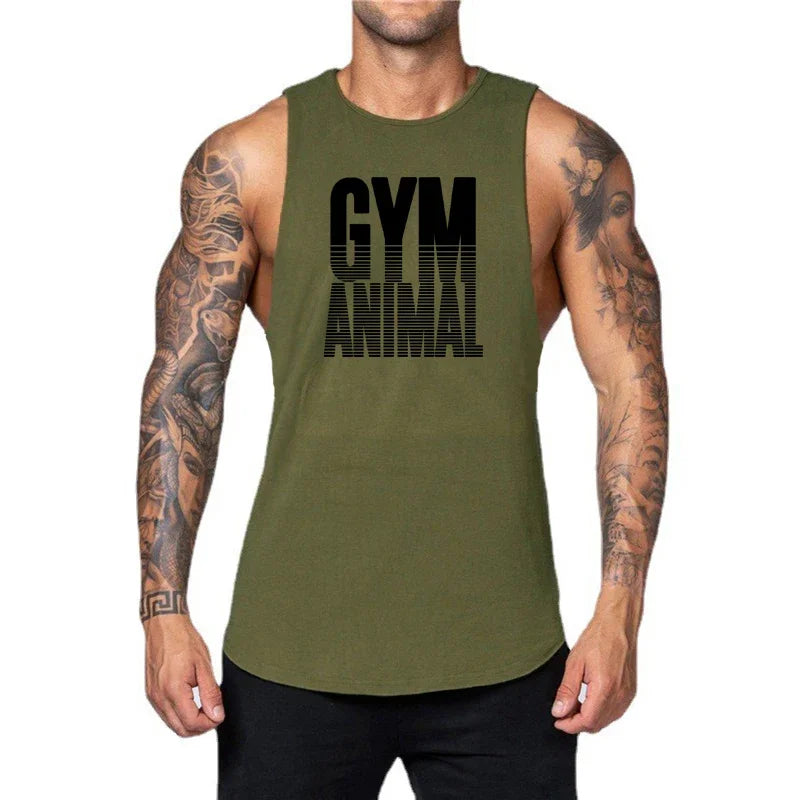 Mens Bodybuilding Cotton Clothing Gym Fitness Running Sport Tank Tops Summer Breathable Sleeveless Vests Workout Muscle Shirts