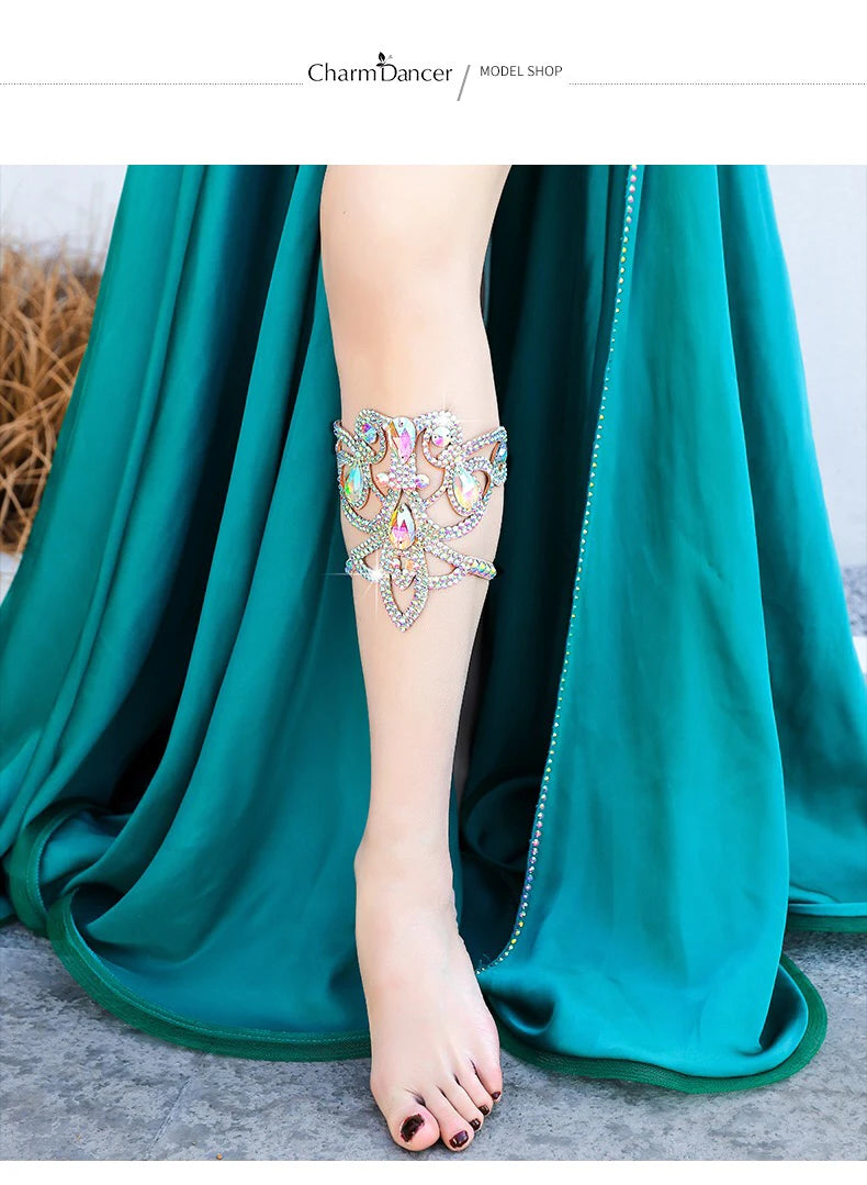 Belly Dance Performance Accessories for Women Senior AB Stones Chain Belt Competiton Foot Jewelry Beach Barefoot Accessories