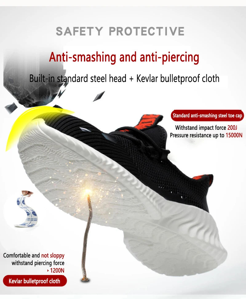 Lightweight Comfort Safety Shoes For Men Women Work Shoes Sneakers Steel Toe Shoes Puncture-Proof Breathable Protective Shoes