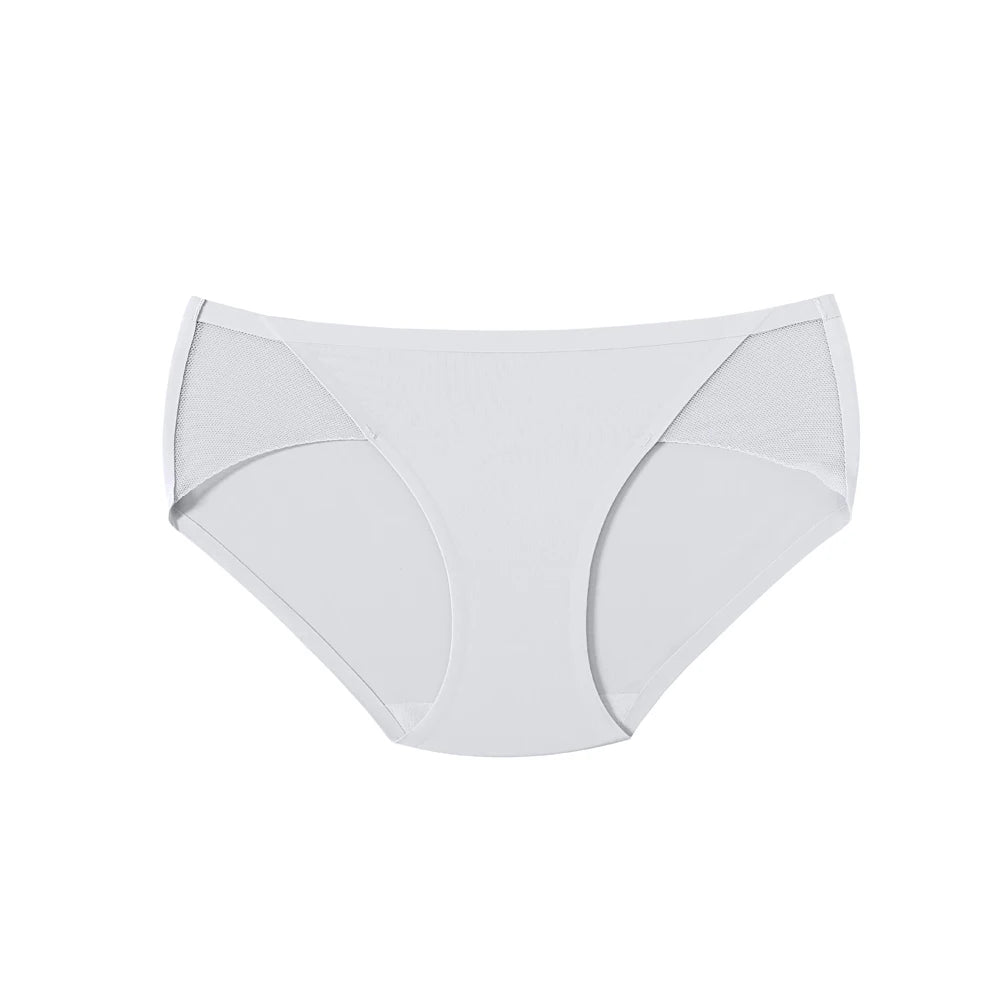 Women Mid Waist Panties Seamless Briefs Sexy Mesh Panty See-Through Underwear Breathe Intimates Lingerie Comfortable Underpants