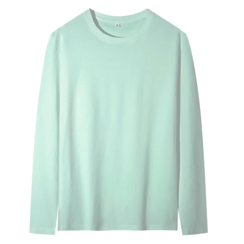 2025 Spring Summer Mens O-Neck T-Shirt Long Sleeve T Shirt Male Solid Tshirt Man Clothing Breathable Men Tops Tees