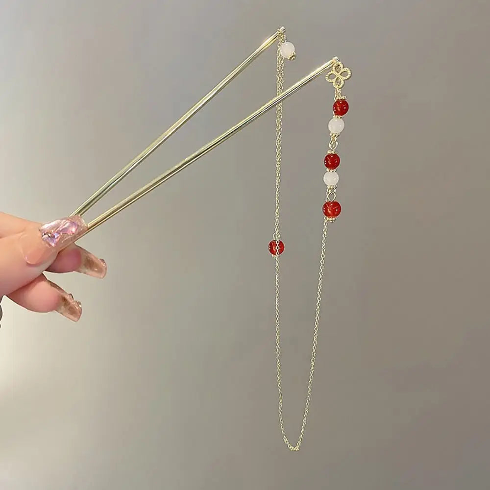 Headwear For Men For Women Fan Flower Hair Clip Hair Fork Hair Accessories Double Tassel Hair Stick Chinese Style Hairpins