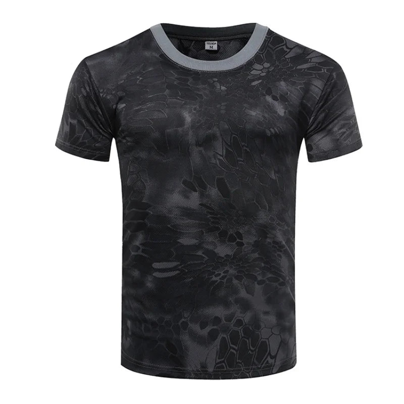 Military Army Camouflage Tactical Short Sleeve Men's  Combat T-Shirt  Kid's Tee Camo Outdoor Hiking Hunting Shirts