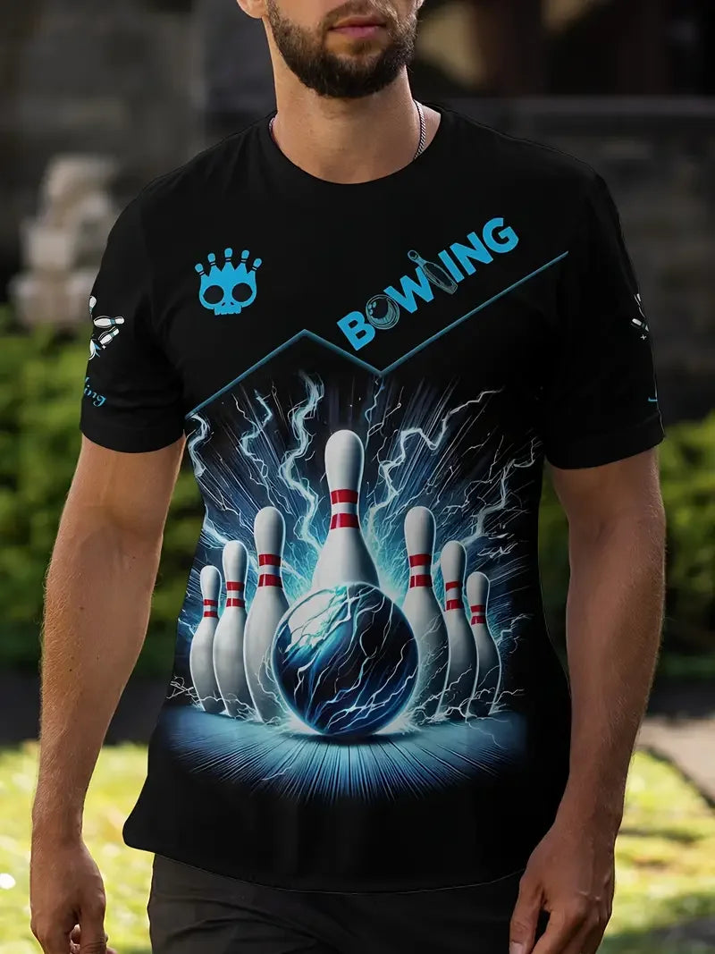 New 3D Printed T Shirt For Man Bowling Jersey Summer Causal Short Sleeve Tops Oversized Streetwear Men's Clothing Graphic Tees
