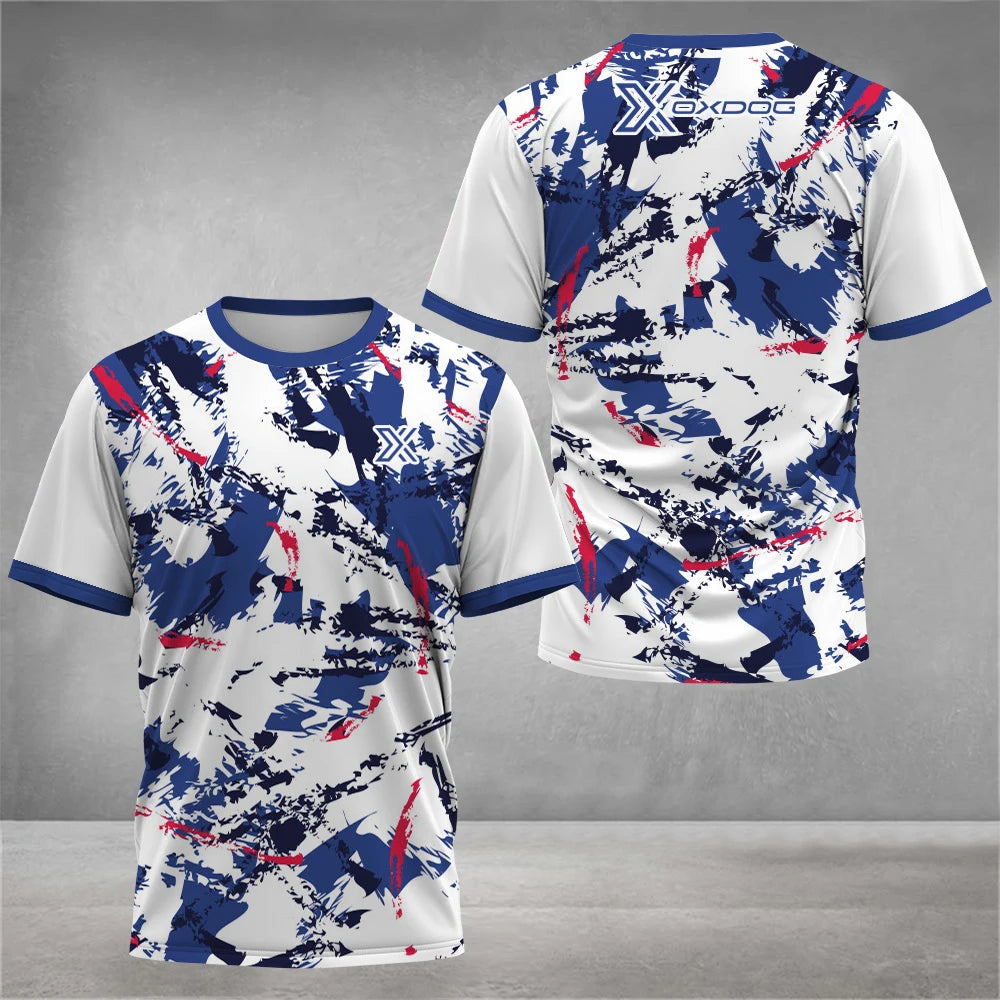 Fashion 3D Tie-Dye Print T Shirt For Men Summer Quick Dry Short Sleeve Outdoor Tennis Sports T-Shirt Casual Breathable Loose Top