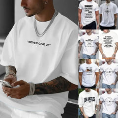 Men's Tops New Style Letter Print Fashion Casual Short-sleeved T-shirt Streetwear  Men Clothing  Graphic T Shirts  Harajuku