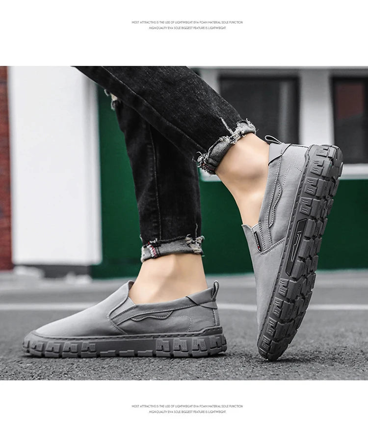 Men's shoes - Autumn thick-soled casual lightweight thick-soled loafers with leather upper, sport shoes