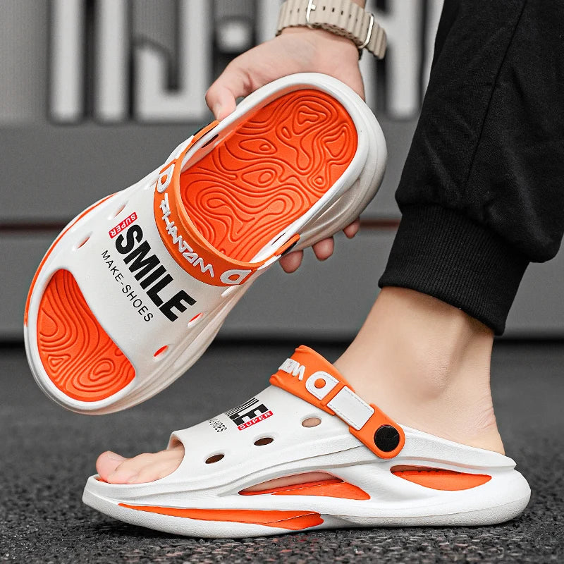 2024 Men's Outdoor Sandals Slippers Beach Comfortable Soft Sole Slide Clogs Casual Shoes Men Women Beach Sandals Big Size 46 47