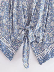 Boho Queens Porcelain Floral Beach Kimono Short Robe Women Fashion Batwing Sleeves Rayon Bohemian Bikini Cover Ups Beachwear