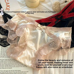 French Lace Underwear Pure Cotton Crotch Satin Sexy Triangle Panties Women's Innerwear Comfortable Breathable Ladies Briefs