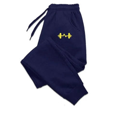 2025 New men barbell printed wool men's pants autumn and winter pants fashion lace-up casual men's sports pants jogging pants