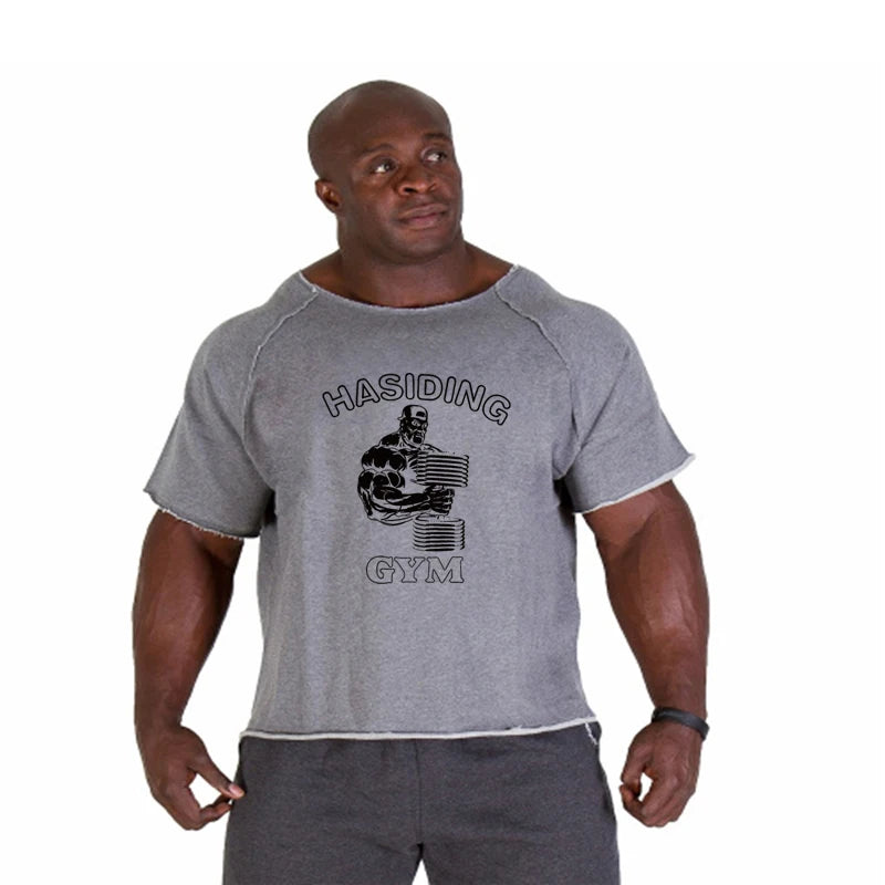 New Hot Sale Men Printed T Shirts Breathable Loose Running Shirt Cotton Tees Bodybuilding Singlet Fitness GYM POWERHOUSE T Shirt