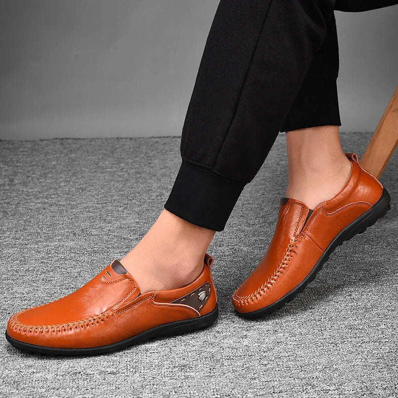 Handmade Shoes Genuine Leather Casual Shoes For Men Flat Platform Walking Shoes Outdoor Footwear Loafers Breathable Sneakers