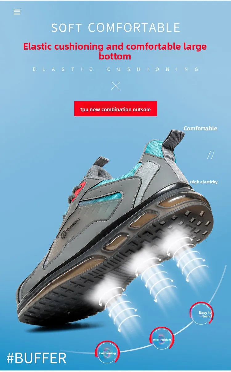 Men's Safety Shoes Steel Toe Soft Soled Women Male Sneakers Lightweight Air Cushion Working Footwears Protection Anti Smashing
