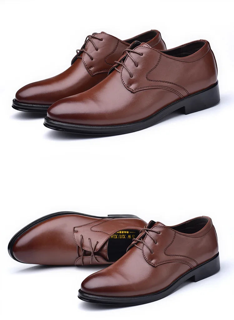 Men Dressing Shoes Formal for Men's Casual Shoe Leather Social Wedding Designer Pointed Toe Black Office Winter Shoes Brand 2024