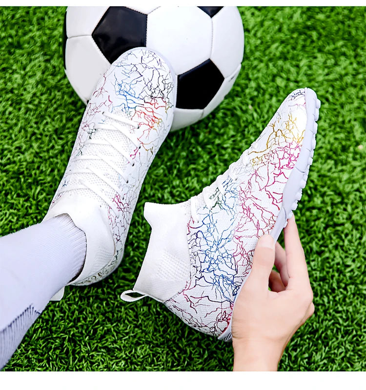 Outdoor soccer shoes for men and women; professional sports shoes for grass with short studs and anti-slip and wear-resistant.