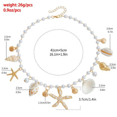 Fashion Bohemian Waist Chain Sea Star Starfish Shell Pendant Shell Waist Link Beach Bikini Alloy Jewelry Accessories for Women