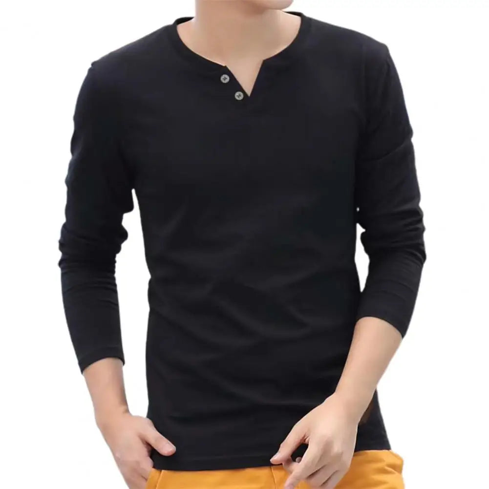 Great  Men T-shirt Slim Casual Base Shirt Long Sleeve Fit Autumn T-shirt for Daily Wear