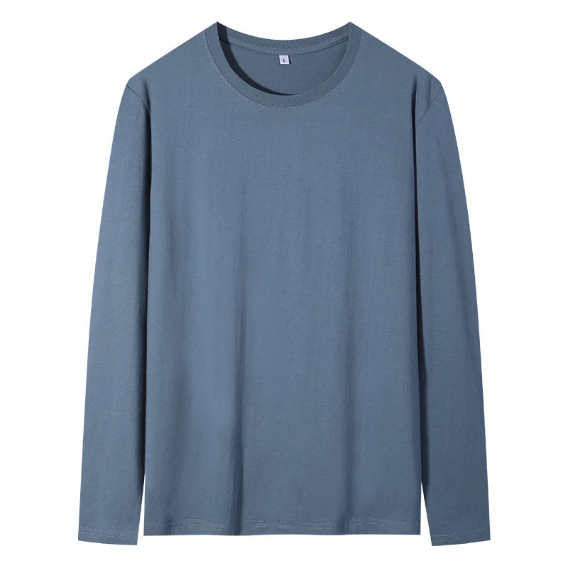 2025 Spring Summer Mens O-Neck T-Shirt Long Sleeve T Shirt Male Solid Tshirt Man Clothing Breathable Men Tops Tees