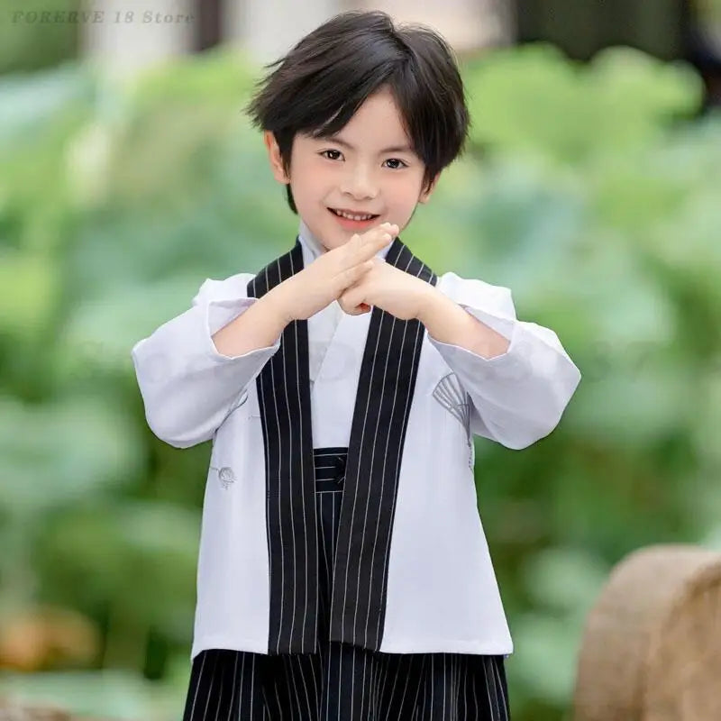 Kids Japanese Traditional Costume Kimono Children's Samurai Clothes Boys Cardigan Kimono Sets Child Stage Performance Clothing