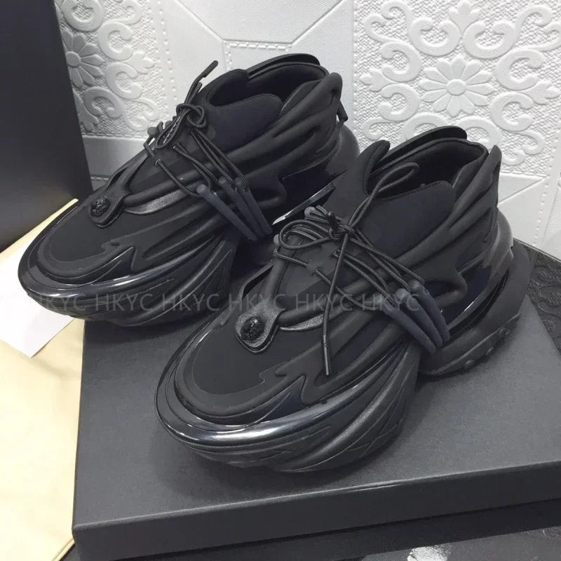 2025 Trendy Men Sports Shoes Platform Sneakers Lace Up Gradient Colors Running Casual Walking Shoes Women Flats Loafers