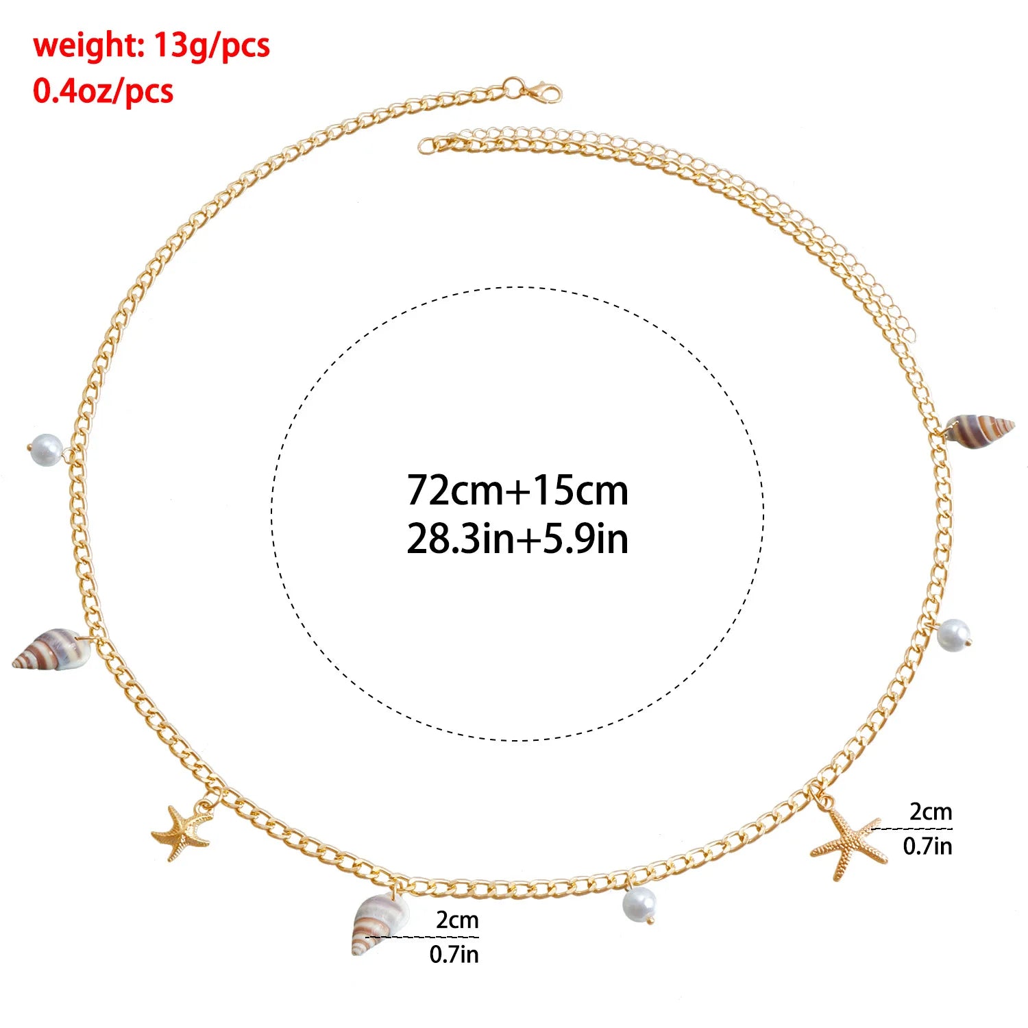 Bohemian Summer Beach Shell Waist Link Imitation Pearl Sea Star Conch Pendant Body Chain for Women Fashion Jewelry Accessories