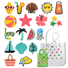 18pcs Lovely Bogg Bags Accessories Rubber Summer Decoration Women Beach Bag Tote Handbag Random Pairing Decorative Buckles Inser