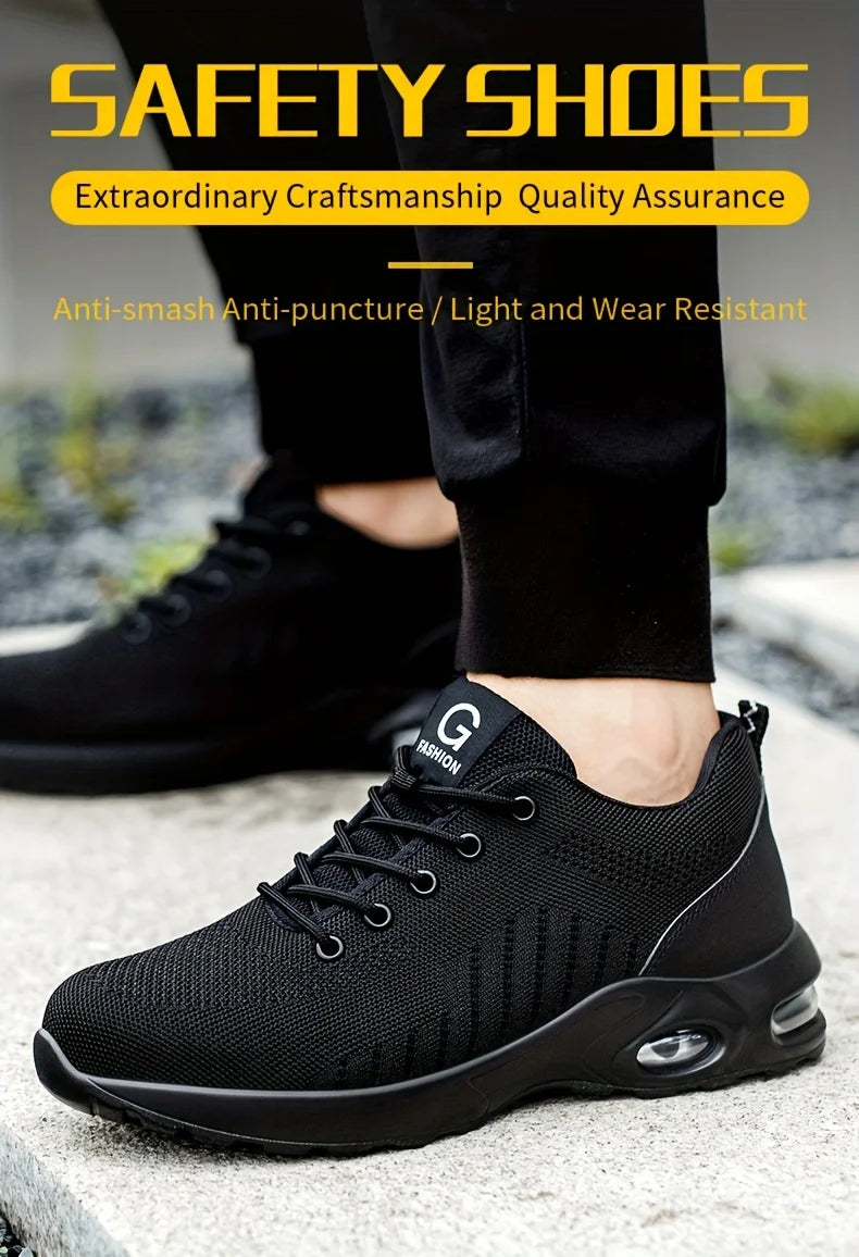Mens Safety Work Shoes Steel Toe Outdoor Protective Boots Wear-Resisting Lightweight Unisex Sneakers Womens Shoes Size 36-46