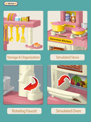 Kids Play Kitchen Accessories, Playset Toys Kitchen Foods Pans Milk Pots Breads Fork for Kid 3+ Boys and Girls