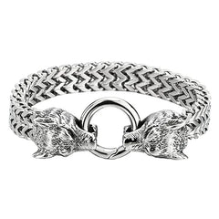 European and American Hip-hop Rock Fashion Personality Trendy Accessories for MEN'S Stainless Steel Wolf Head Bracelet