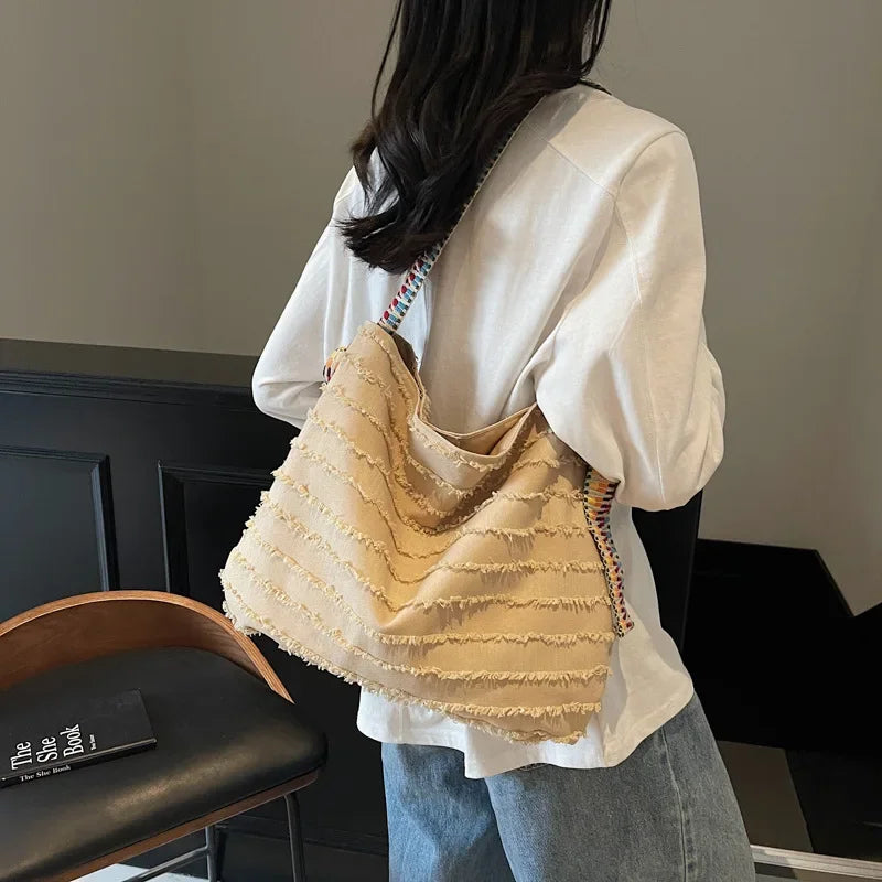2025 Women Boho Straw Tote Bag Stylish Beach Shoulder Purse Spacious Woven Crossbody