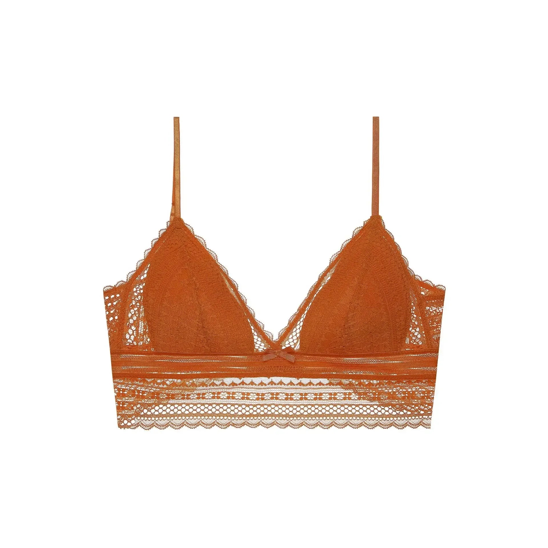 French Lace Lingerie for Women Sexy U-shaped Large Backless Thin Style Without Steel Rings Triangular Soft Cup Bra Cover