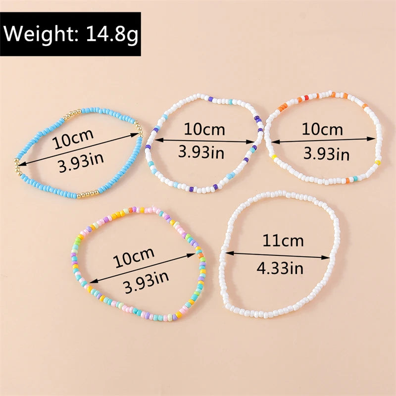 Bohemian Colorful Handmade Beads Anklets for Women Summer Beach Ankle Bracelet Foot Leg Chain Female Girls Jewelry Accessories