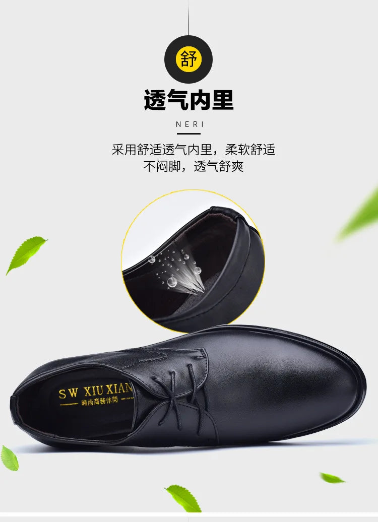 Men Dressing Shoes Formal for Men's Casual Shoe Leather Social Wedding Designer Pointed Toe Black Office Winter Shoes Brand 2024