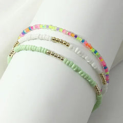 3Pcs/Set Bohemian Colorful Beaded Beads Anklets for Women Summer Ocean Beach Handmade Ankle Bracelet Foot Leg Beach Chain Gift