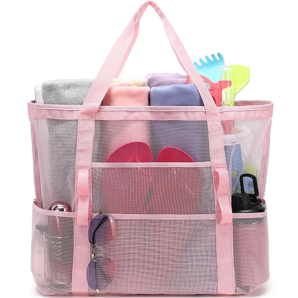 Mesh Beach Bag Waterproof Sandproof - Large Tote Pool Bag for Women Vacation Essentials Beach Accessories