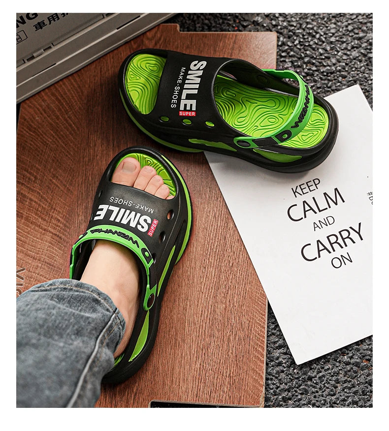 2024 Men's Outdoor Sandals Slippers Beach Comfortable Soft Sole Slide Clogs Casual Shoes Men Women Beach Sandals Big Size 46 47