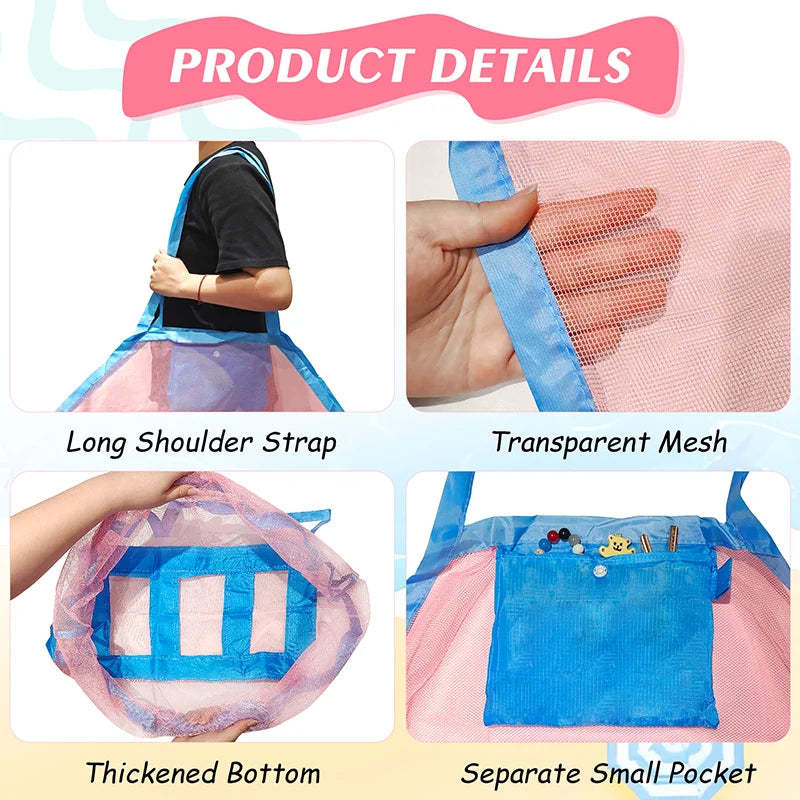Handbag Beach Shoulder Bag Mesh Shell Bag Beach Essential Bag Beach Toy Handbag