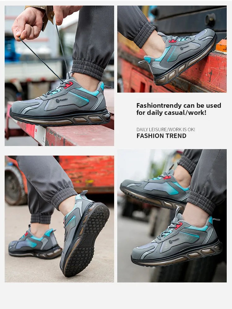 Men's Safety Shoes Steel Toe Soft Soled Women Male Sneakers Lightweight Air Cushion Working Footwears Protection Anti Smashing
