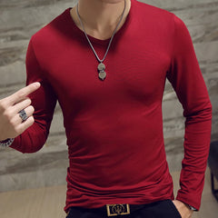 Trendy Men T Shirt Casual Long Sleeve Slim Men's Basic Tops Tees Summer Stretch T-shirt Mens Clothing Chemise Homme