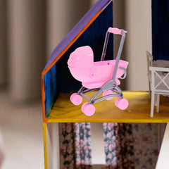 Mini-Kinderwagen-Zubehör, realistisches Design, Babyspielzeug, Kinderwagen aus Kunststoff, Kindermöbel aus Kunststoff, Dekorationsdetails